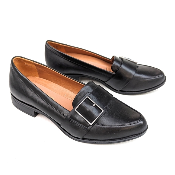 Naturalizer Shoes - NATURALIZER Melanie black leather big buckle loafers